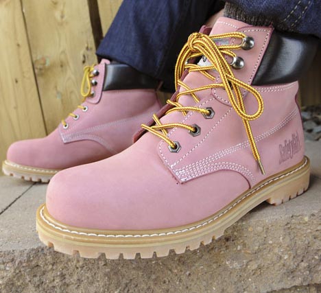 pink construction boots